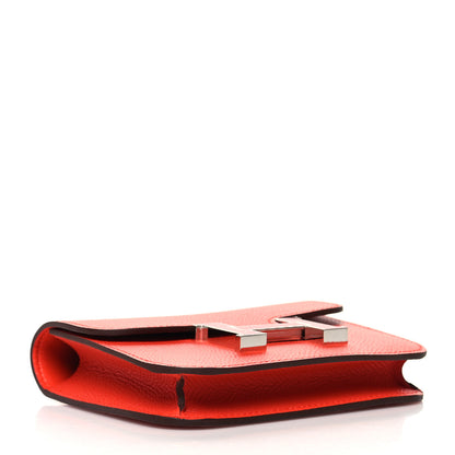 Hermes Epsom Enamel Constance Slim Wallet Capucine Sanguine 5 of 10