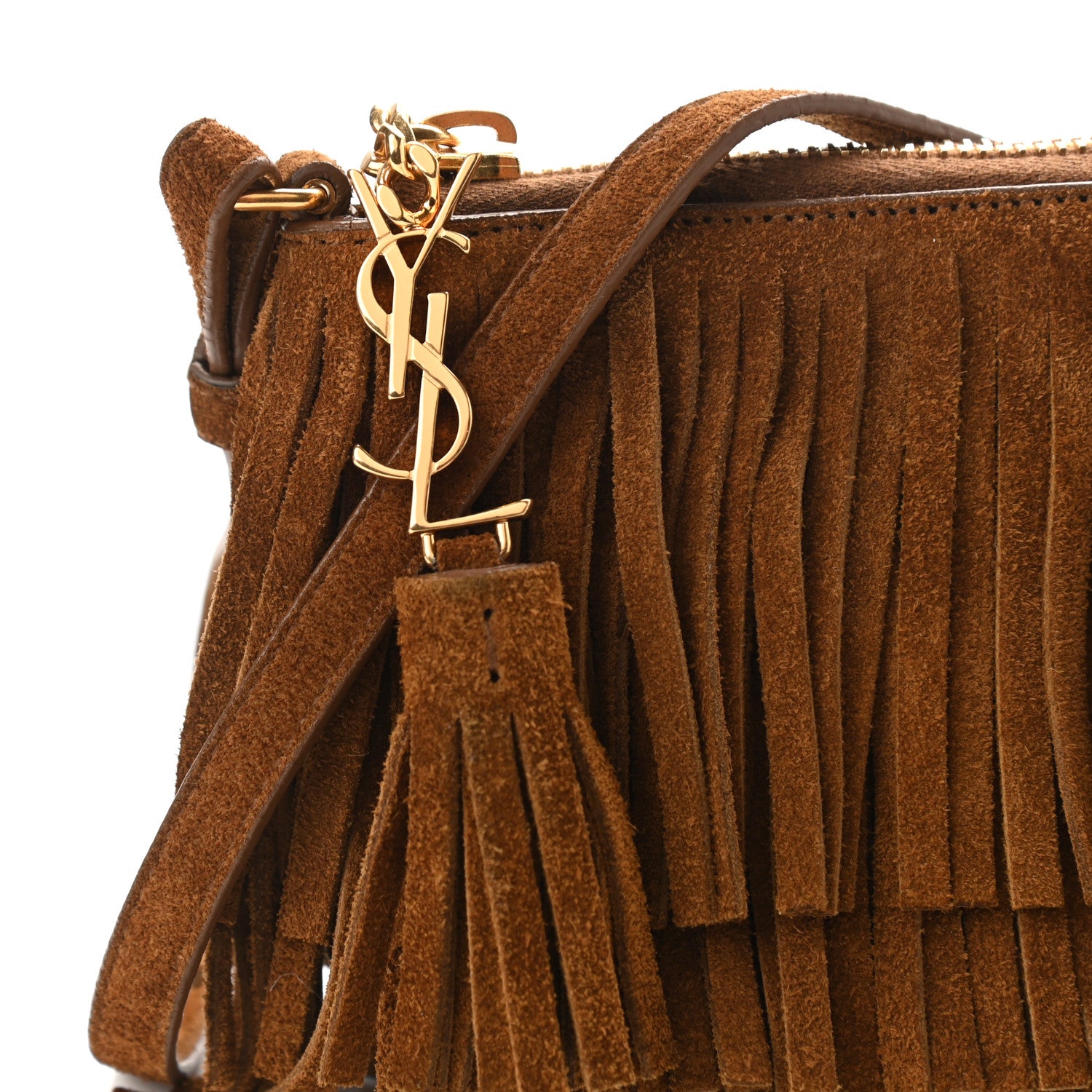 Saint Laurent Suede Fringe Crossbody Light Ocre 9 of 10
