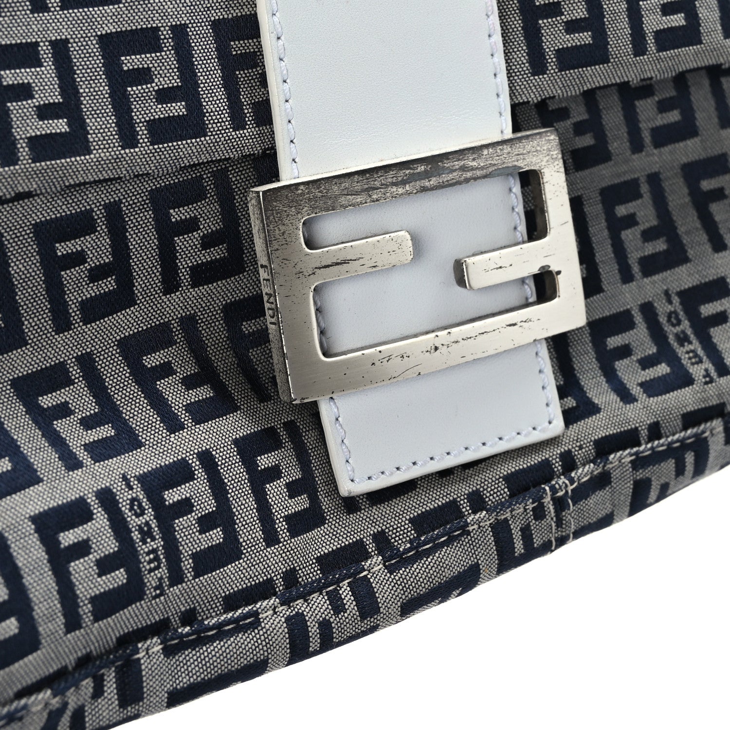 Fendi Zucchino Baguette Navy White 9 of 9