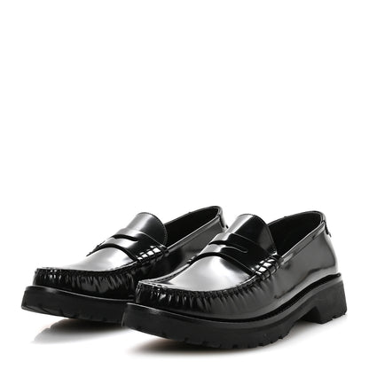 Saint Laurent Glazed Calfskin Chunky Le Loafer Penny Slippers 38 Black 4 of 8
