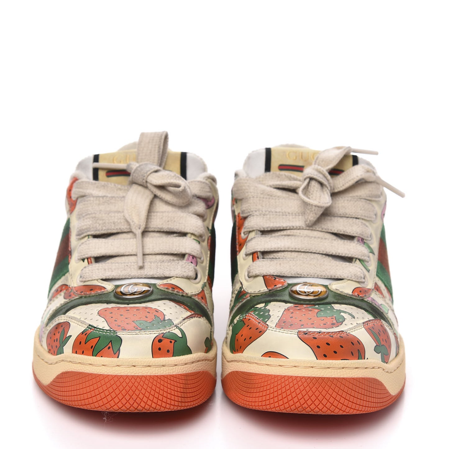 Nubuck Web Strawberry Print Womens Screener Sneakers 35.5 Dusty Milk White Vintage Green