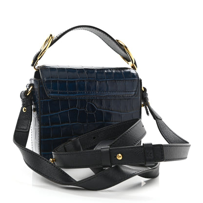 Chloe Calfskin Crocodile Embossed Mini C Double Carry Full Blue 3 of 8