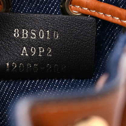 Fendi Denim Vitello King F is Fendi FF Embroidered Mini Mon Tresor Bucket Bag Blue Cuoio 8 of 10