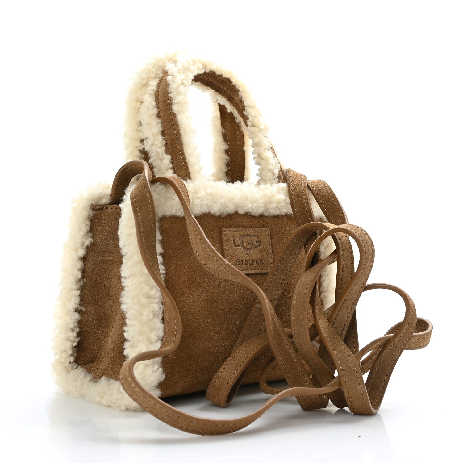Telfar X UGG Suede Shearling Small Shopping Bag Chestnut 3 of 8