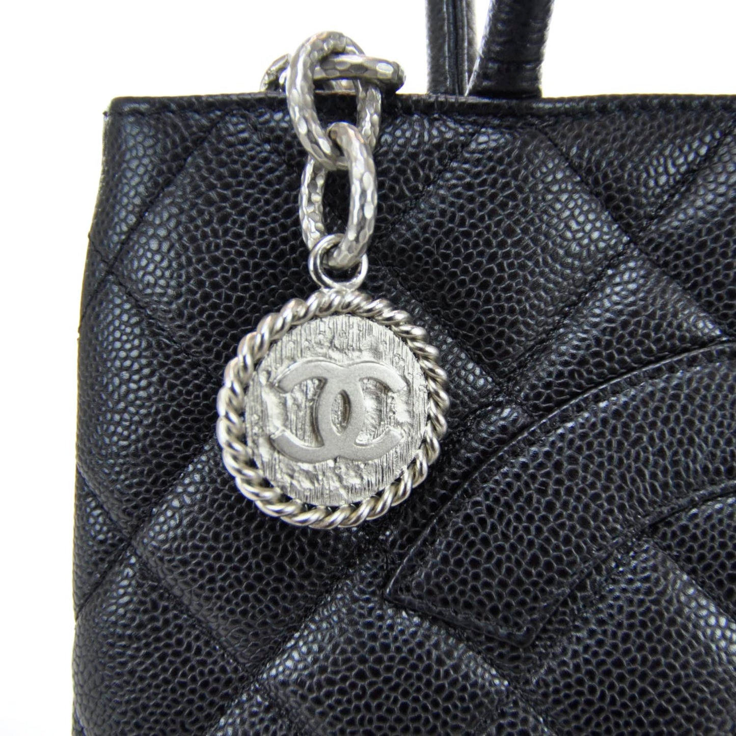 Caviar Quilted Medallion Tote Black