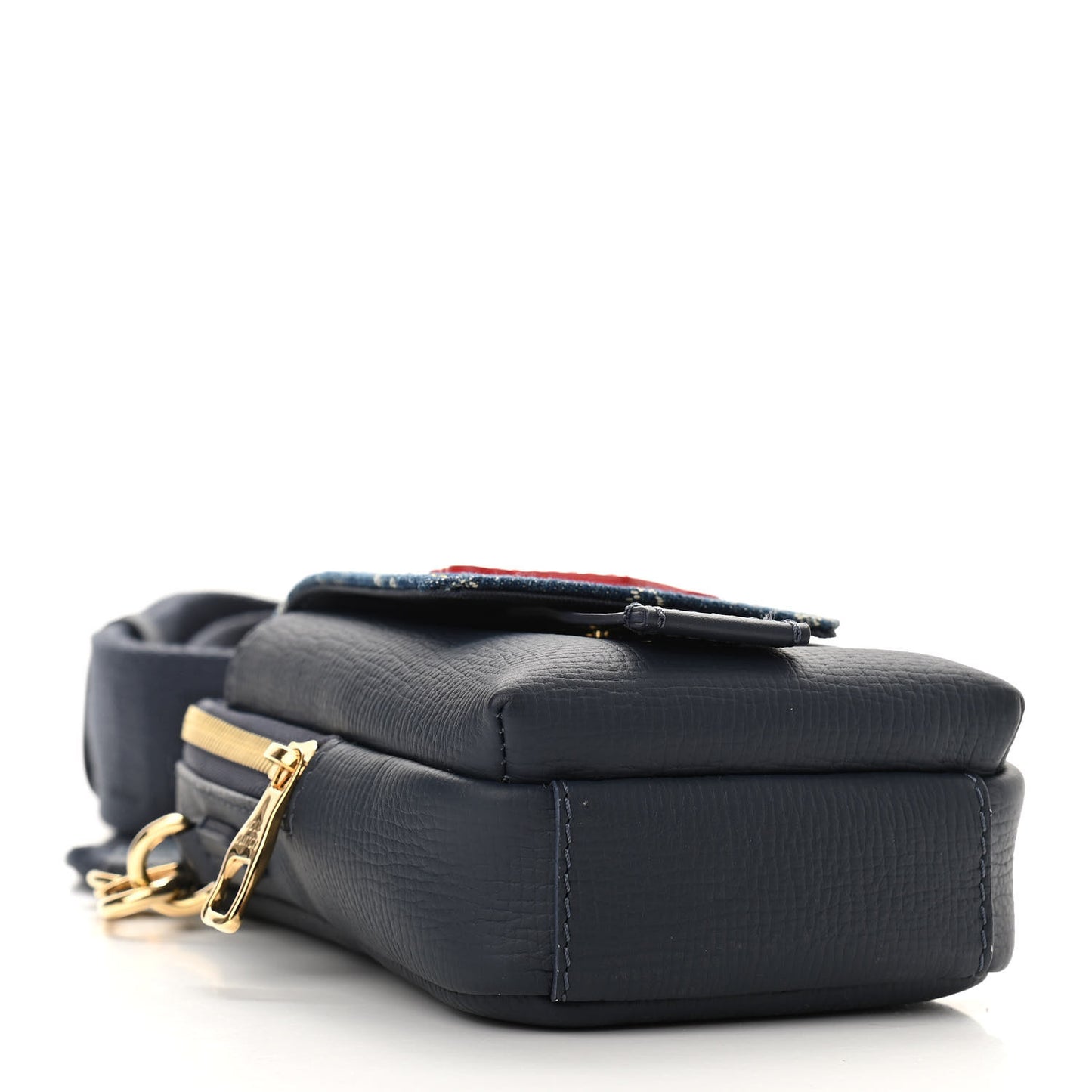 X NIGO Denim Monogram Flat Double Phone Pouch