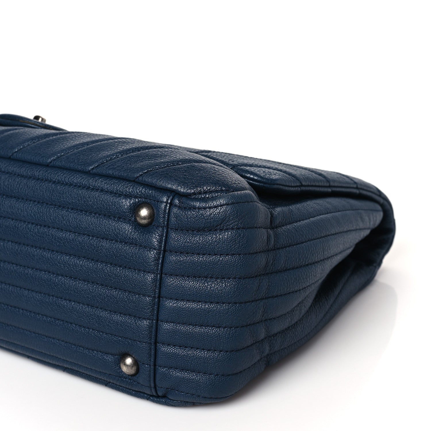 Chanel Calfskin Chevron Quilted XXL Travel Flap Bag Blue 9 of 9
