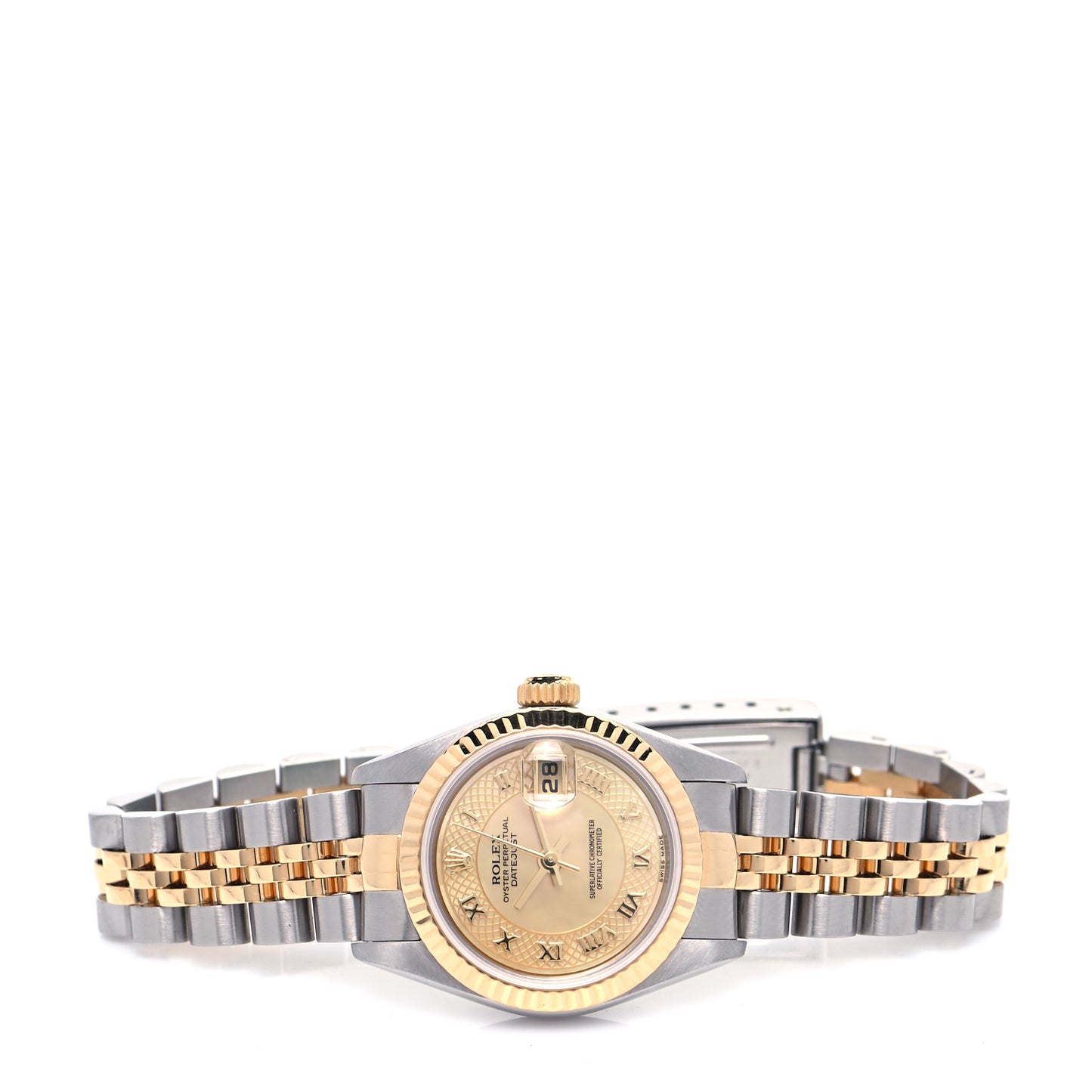 Stainless Steel 18K Yellow Gold Mother of Pearl 26mm Oyster Perpetual Datejust Watch Champagne 79173