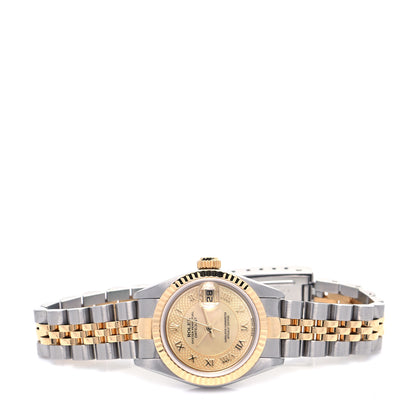 Rolex Stainless Steel 18K Yellow Gold Mother of Pearl 26mm Oyster Perpetual Datejust Watch Champagne 79173 5 of 9