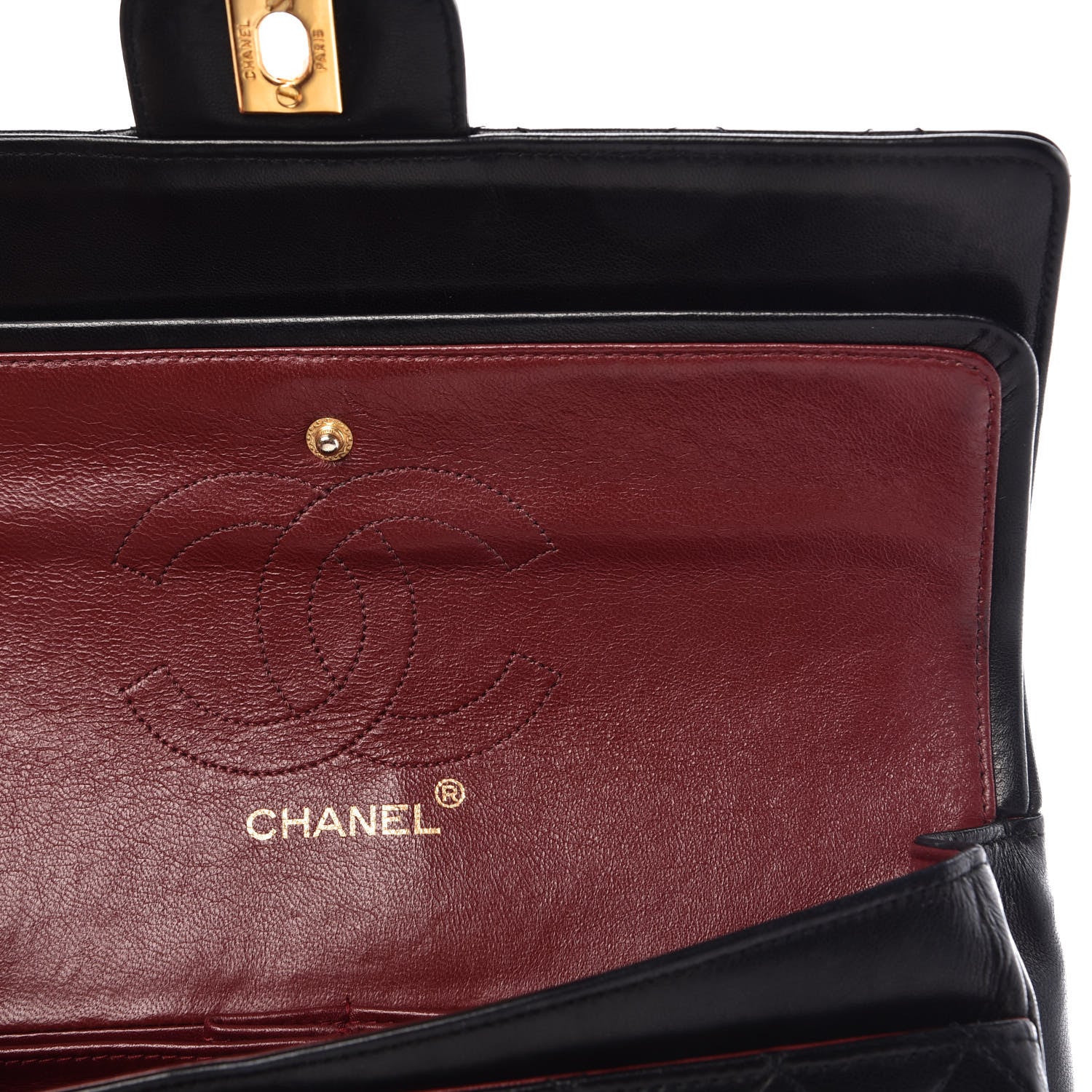 Chanel Lambskin Quilted Medium Double Flap Black 12 of 17