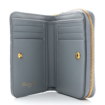 Christian Dior Grained Calfskin Supple Cannage Caro Scarlet Zipped Wallet Cloud Blue 5 of 7