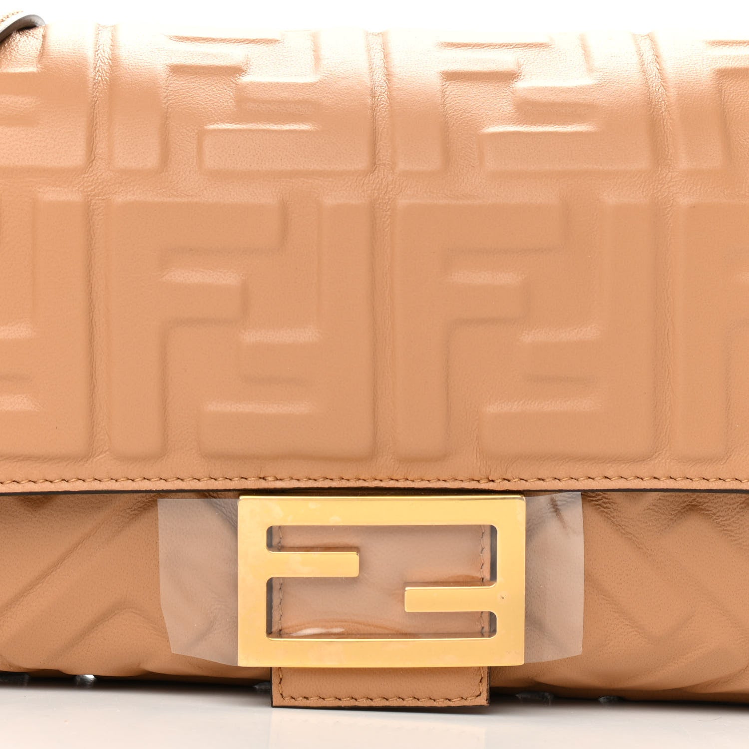 Fendi Nappa FF 1974 Embossed Baguette Miele Scuro 8 of 10