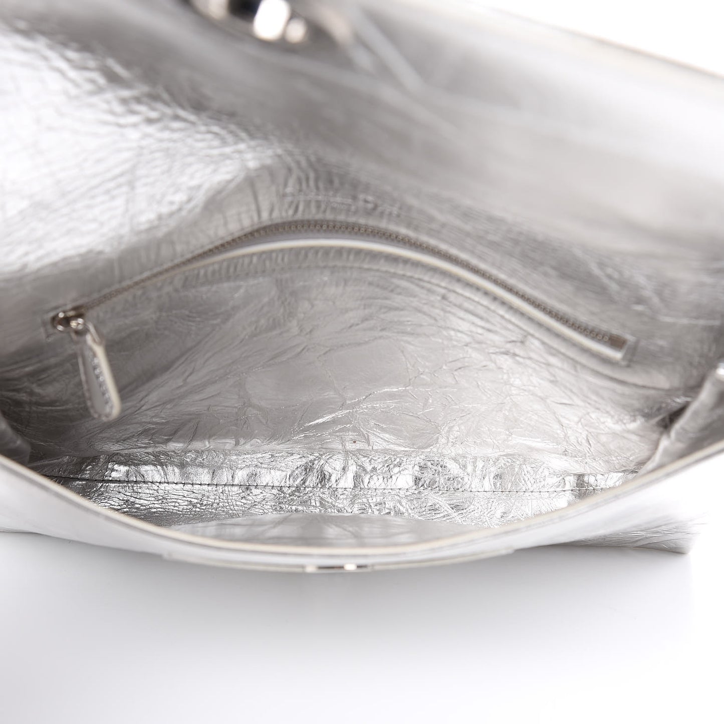 Metallic Calfskin Diorama Clutch Silver