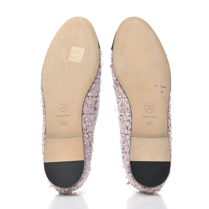 Chanel Tweed Grosgrain Cap Toe Ballerina Flats 38 Pink Black 5 of 17
