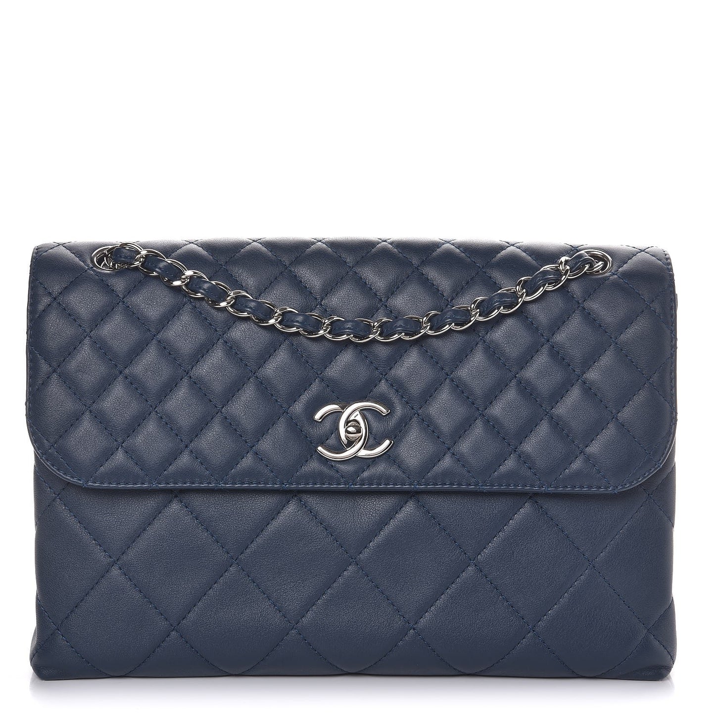 Calfskin Quilted In The Business Flap Dark Blue