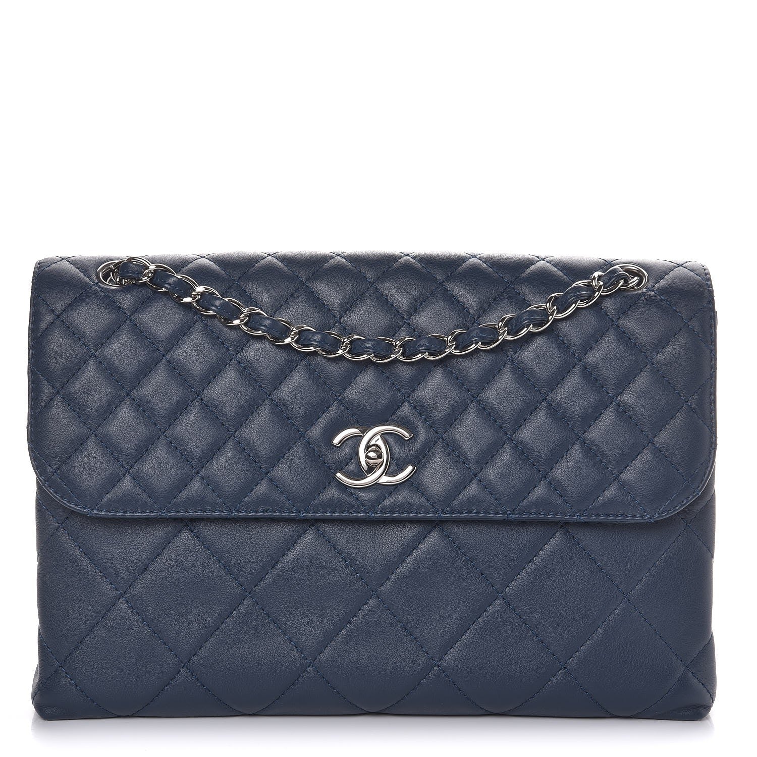 Chanel Calfskin Quilted In The Business Flap Dark Blue 1 of 10