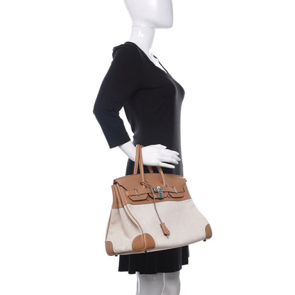 Hermes Toile Swift Birkin 35 Biscuit 2 of 10