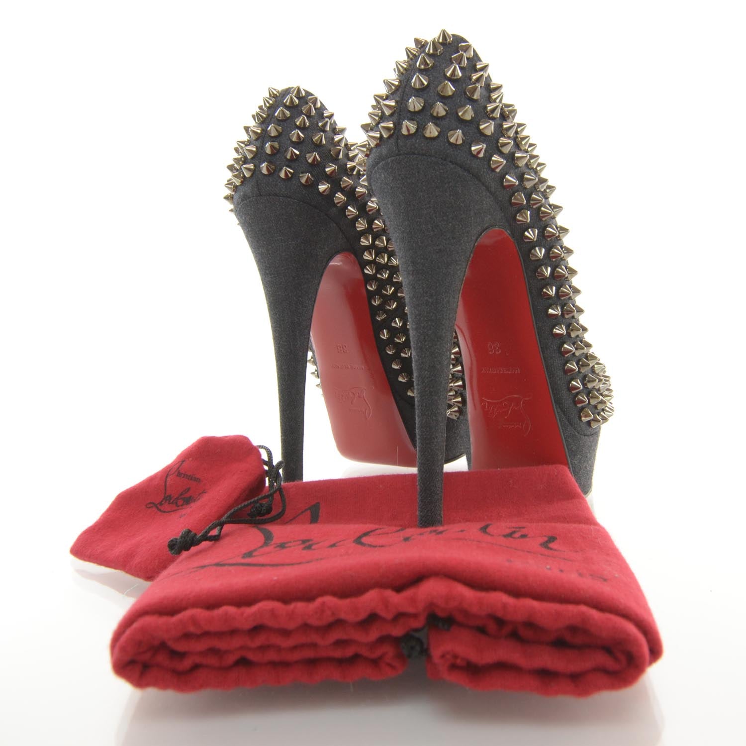 Christian Louboutin Fabric Lady Peep Spikes 150 Pumps 36 3 of 6