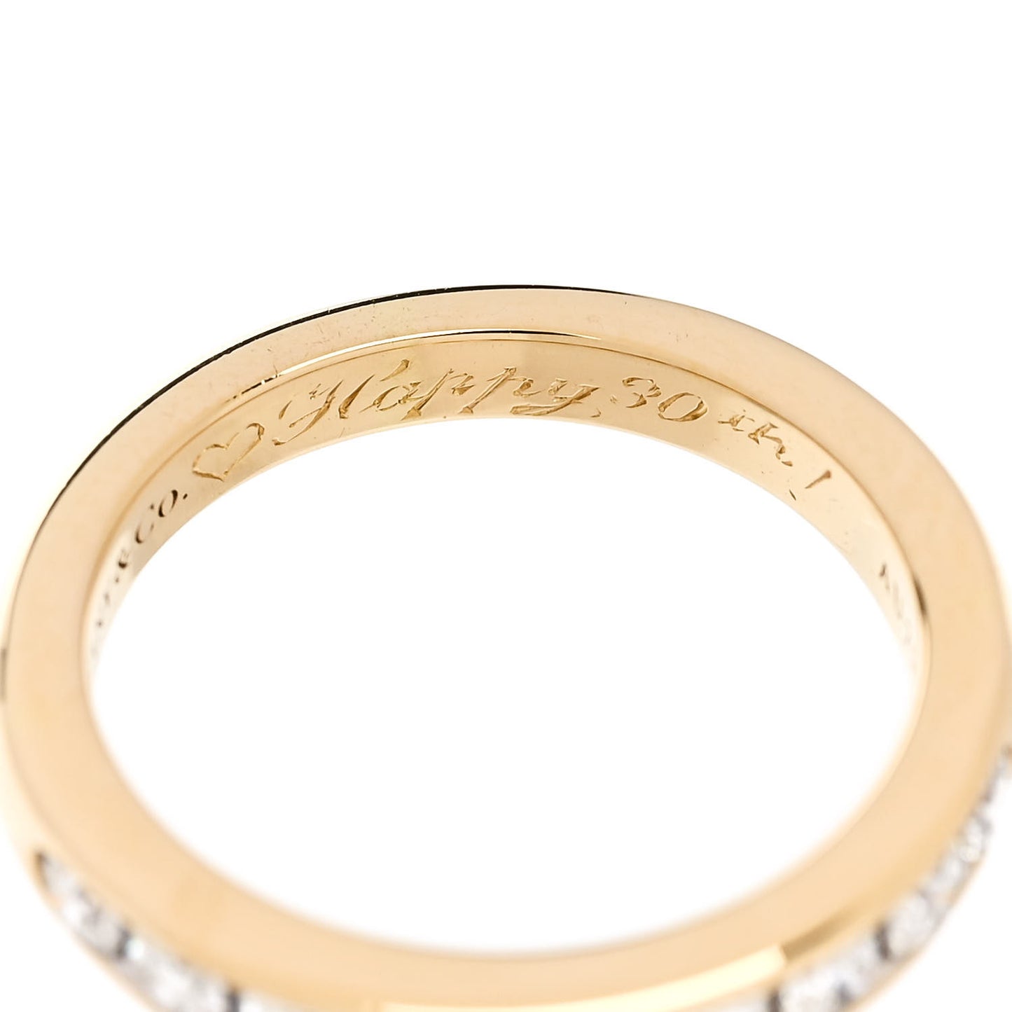 18K Yellow Gold 3mm Half Circle Channel-Set Band Ring 44 3