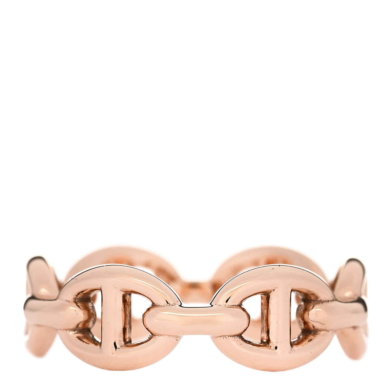 Hermes 18K Rose Gold PM Chaine d'Ancre Enchainee Ring 50 5.5 3 of 9