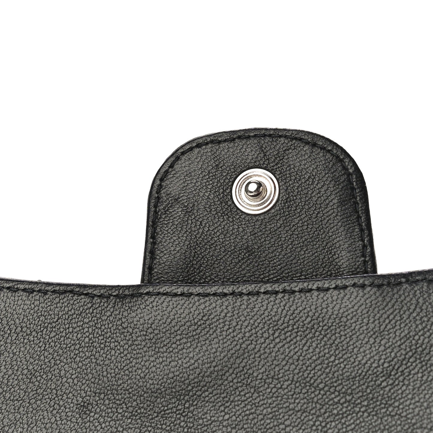 Lambskin Quilted Large Gusset Flap Wallet Black
