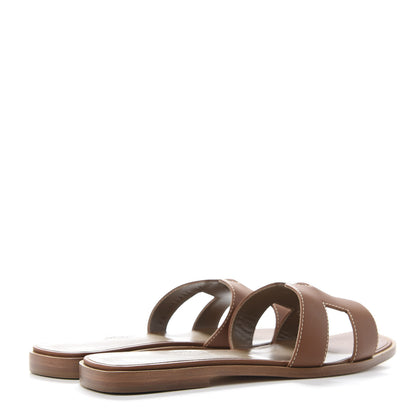 Hermes Box Calfskin Oran Sandals 38 Gold 4 of 9
