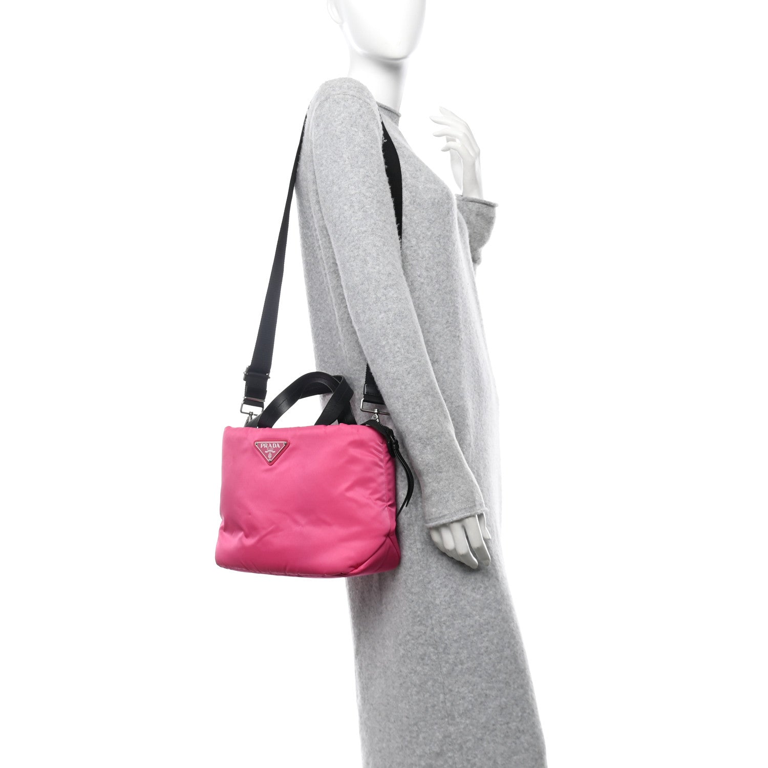 Prada Tessuto Nylon Soft Padded Shopping Tote Fuxia 2 of 9