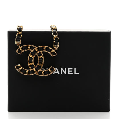 Chanel Metal Lambskin CC Buckle Up Necklace Black Gold 5 of 5