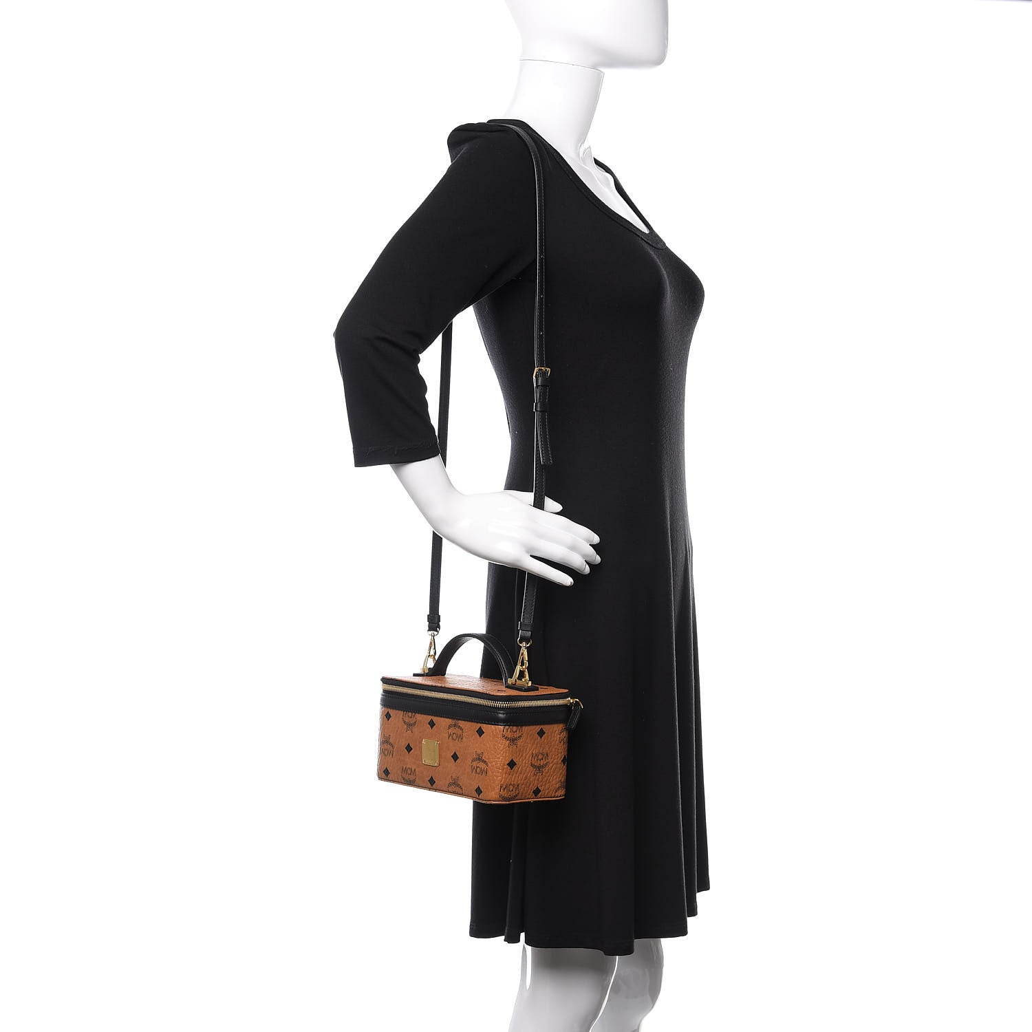 MCM Visetos Vanity Case Cognac Black 2 of 9