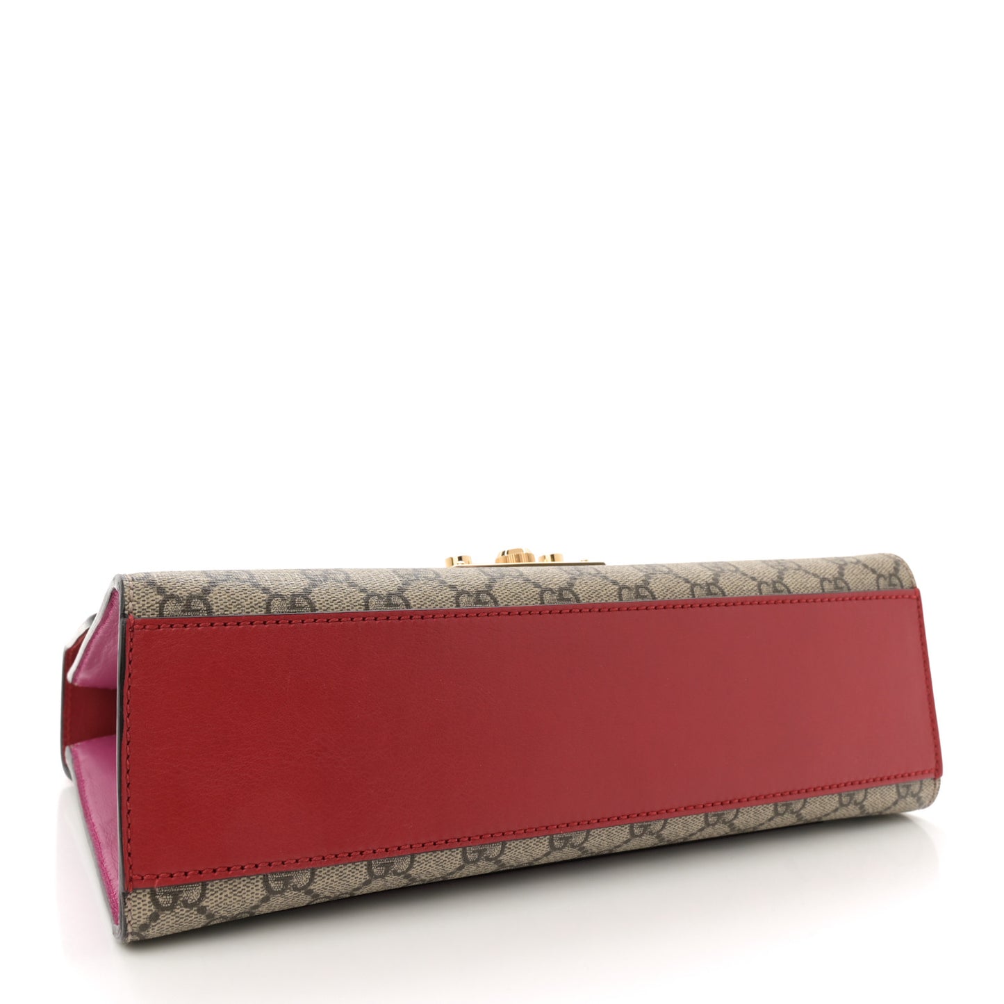 GG Supreme Monogram Calfskin Medium Padlock Shoulder Bag Beige Hibiscus Red New Rosette
