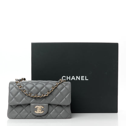 Chanel Lambskin Quilted Mini Rectangular Flap Dark Grey 12 of 12
