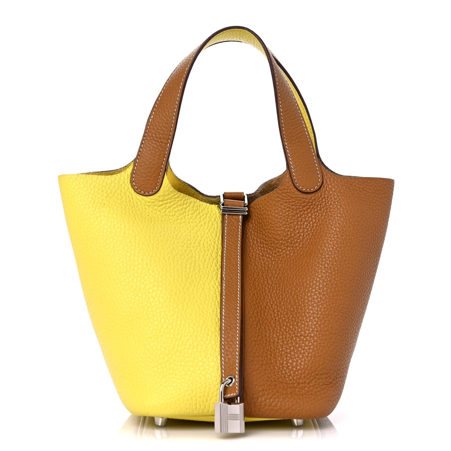 Hermes Taurillon Clemence Casaque Picotin Lock 18 PM Lime Sesame 1 of 13