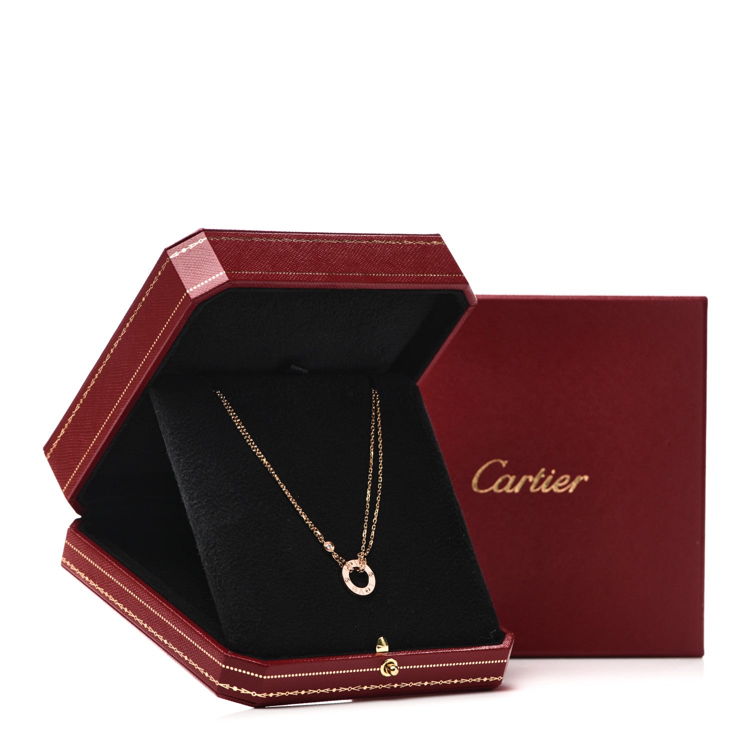 Cartier 18K Pink Gold 2 Diamond LOVE Necklace 8 of 8
