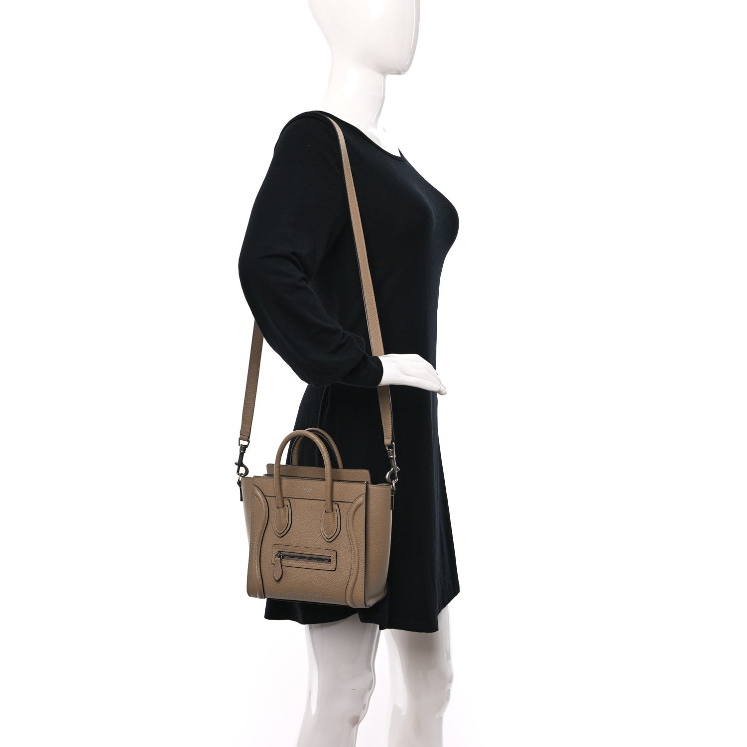 Celine Drummed Calfskin Nano Luggage Dune 3 of 11