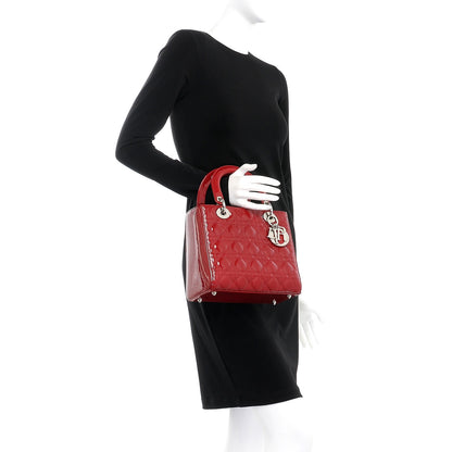 Christian Dior Patent Cannage Medium Lady Dior Red 3 of 10