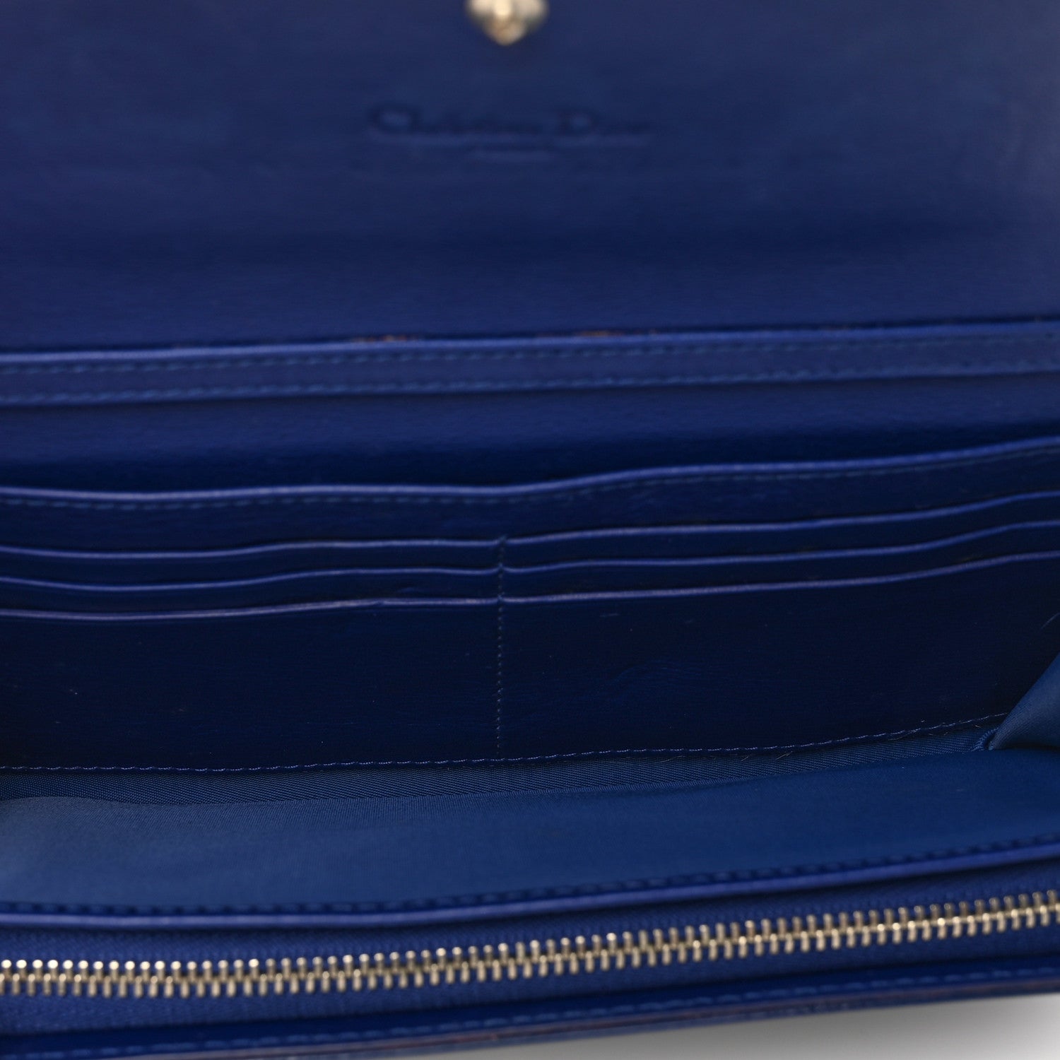 Christian Dior Patent Cannage Lady Dior Rendezvous Wallet On Chain Blue Nuit 5 of 9