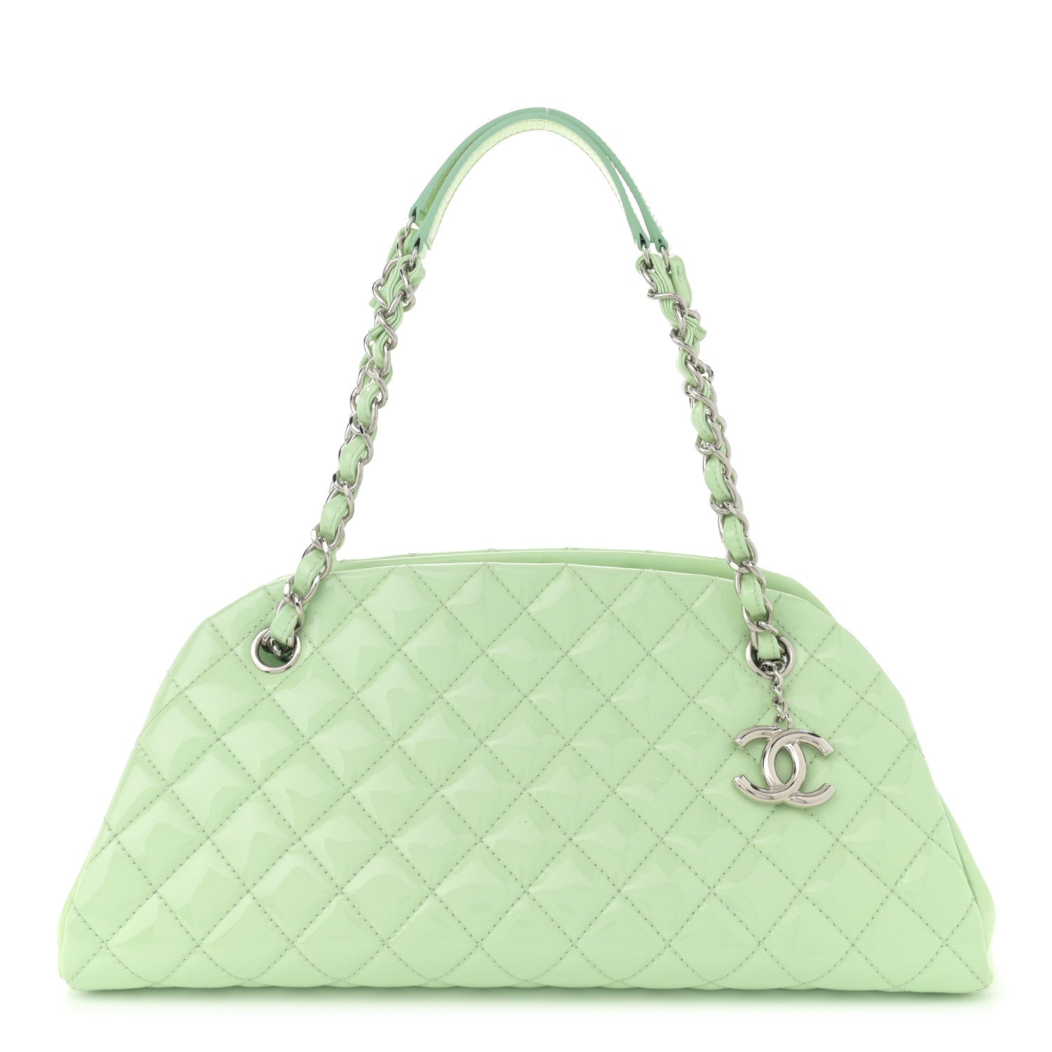 Chanel Patent Quilted Medium Just Mademoiselle Light Green 1 of 13