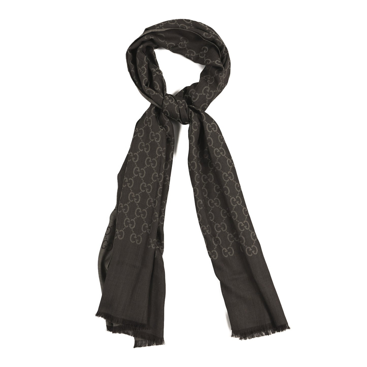 Wool Silk GG Monogram GGNat Scarf Rope Dark Brown