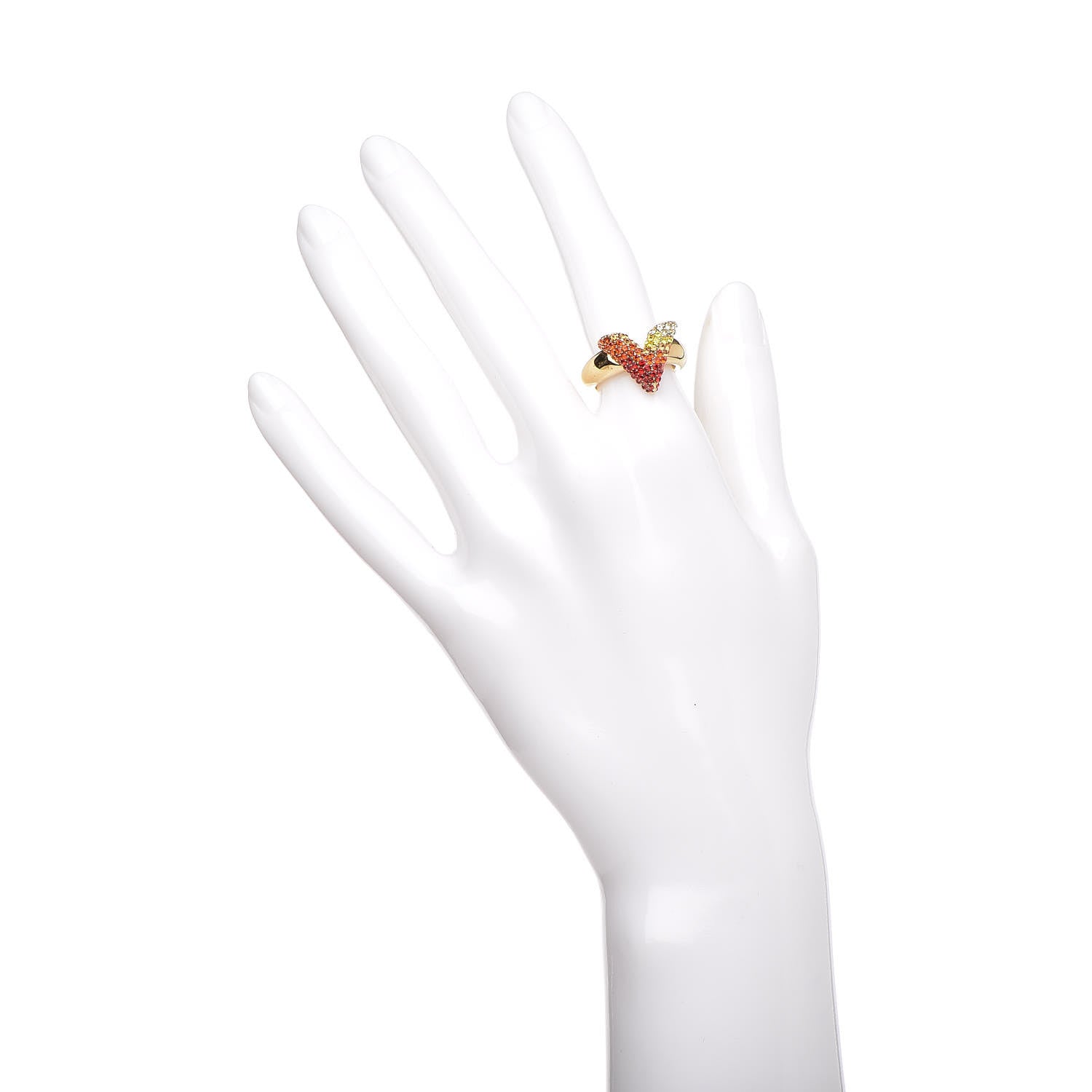 Louis Vuitton Crystal Essential V Strass Ring 5 Multicolor Gold 2 of 7