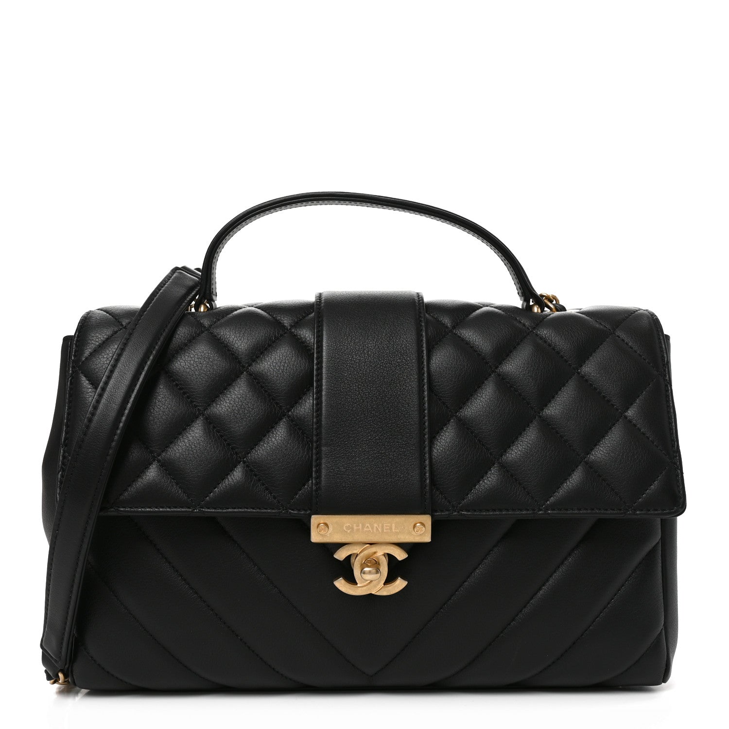 Chanel Calfskin Quilted Chevron In The City Bag Black 1 of 10