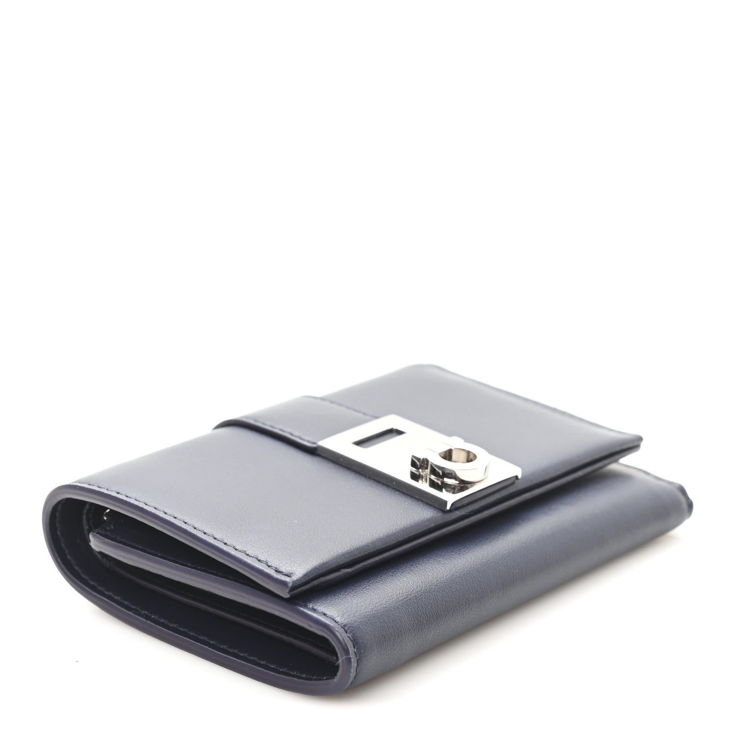 Salvatore Ferragamo Calfskin Hug Compact Wallet Navy 4 of 7
