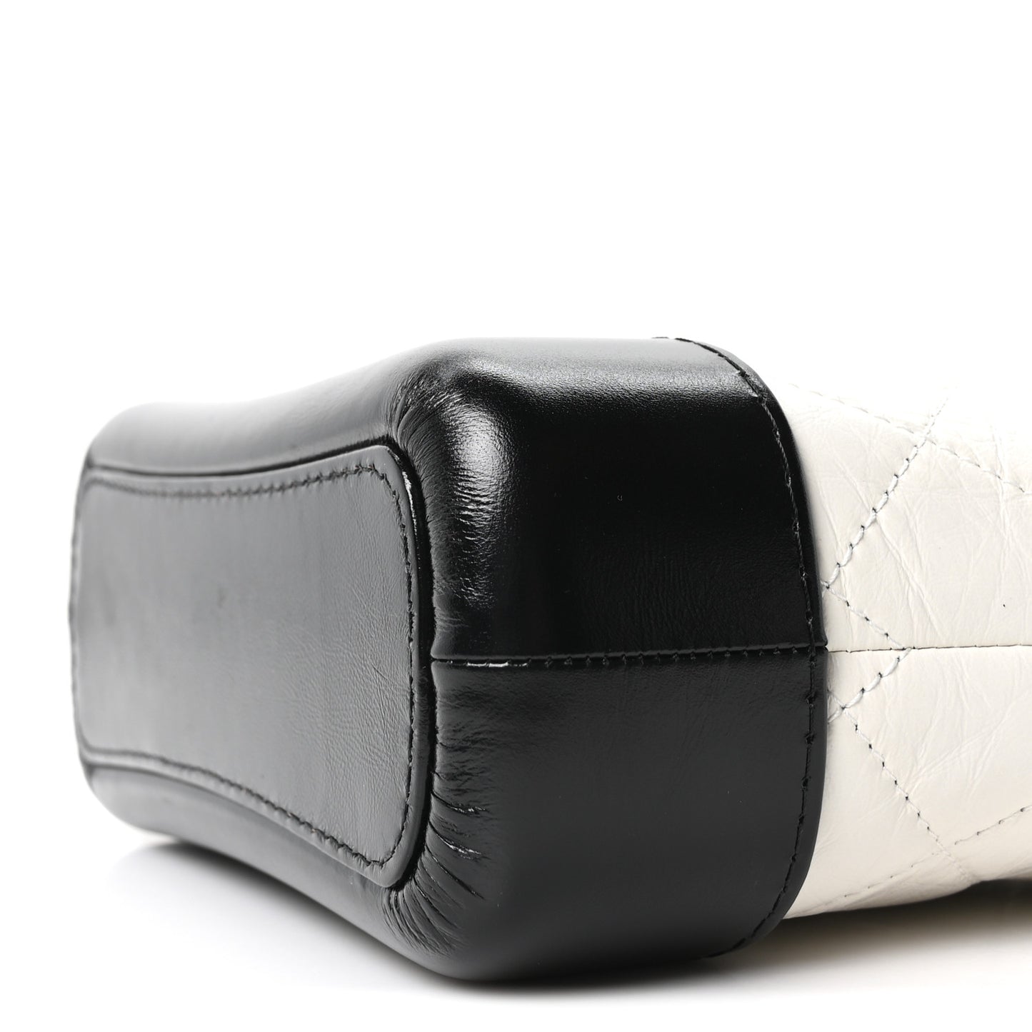 Aged Calfskin Quilted Small Gabrielle Hobo Black White