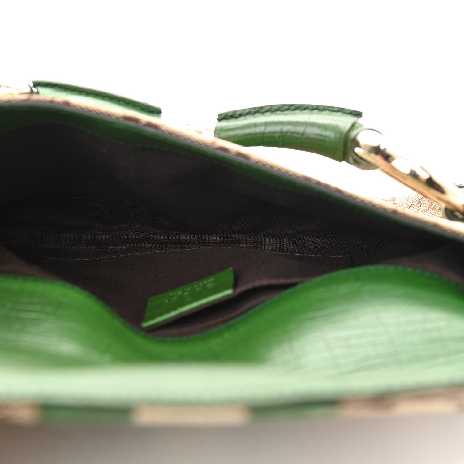 Gucci Monogram Web Small Horsebit Chain Clutch Green 5 of 11
