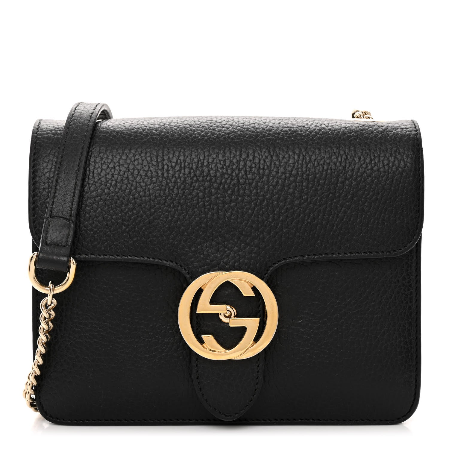 Gucci Dollar Calfskin Small Interlocking G Shoulder Bag Black 1 of 13