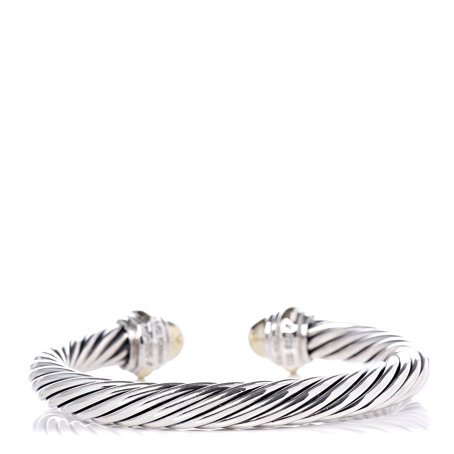 David Yurman Sterling Silver 14K Yellow Gold 7mm Cable Classics Bracelet 3 of 5