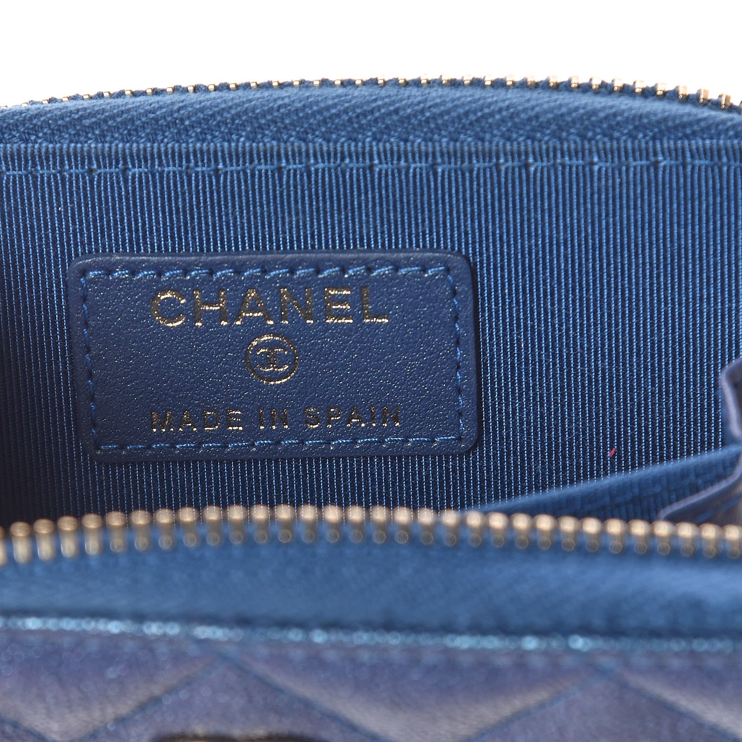 Chanel Iridescent Caviar Quilted Zip Coin Purse Dark Blue 6 of 8