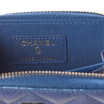 Chanel Iridescent Caviar Quilted Zip Coin Purse Dark Blue 6 of 8