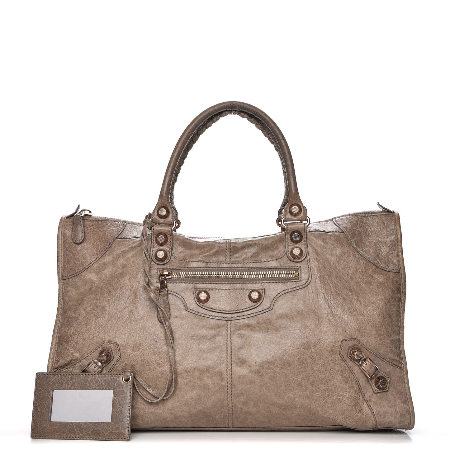 Agneau Giant 12 Rose Gold Hardware Work Gris Poivre