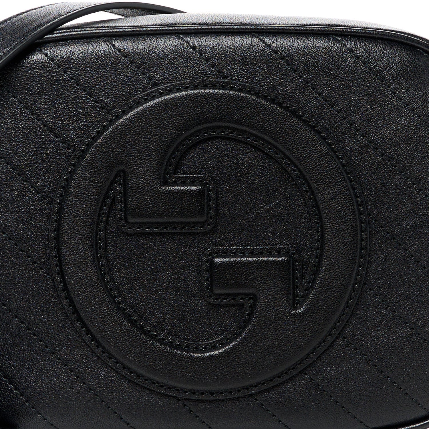 Gucci Sakai Be Green Calfskin Diagonal Stitched Small Blondie Shoulder Bag Black 8 of 10