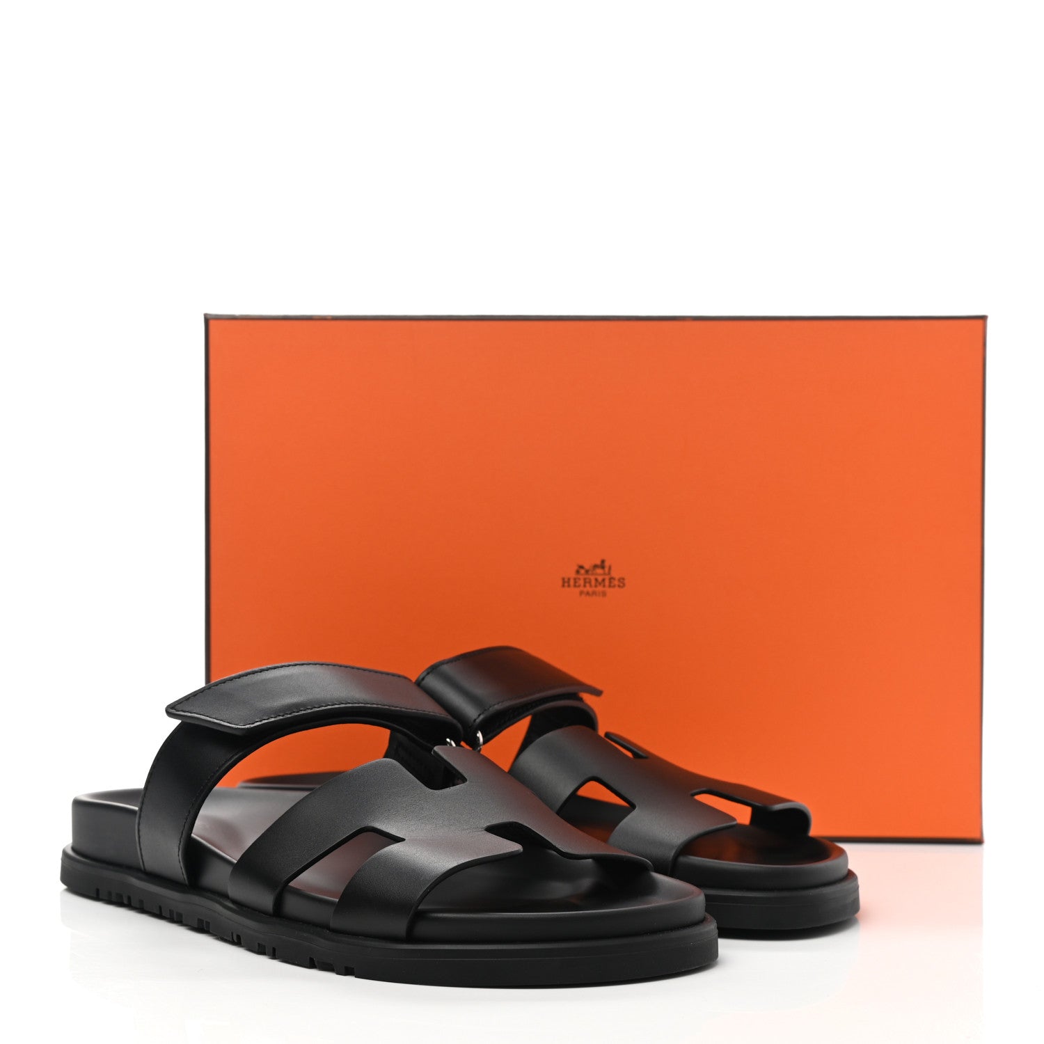 Hermes Calfskin Womens Chypre Sandals 38 Black 19 of 20